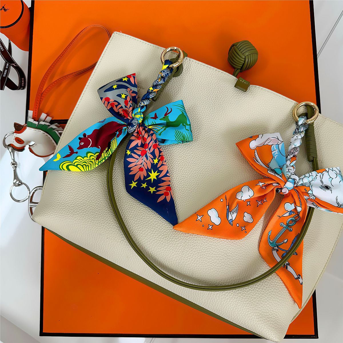 Women'S Ysl Fashion - Elegant Silk Scarf Bow Bag Charm