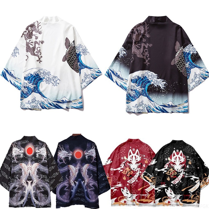 Women'S Fashion Kimono - Chinese Style Harajuku Haori Printed Cape