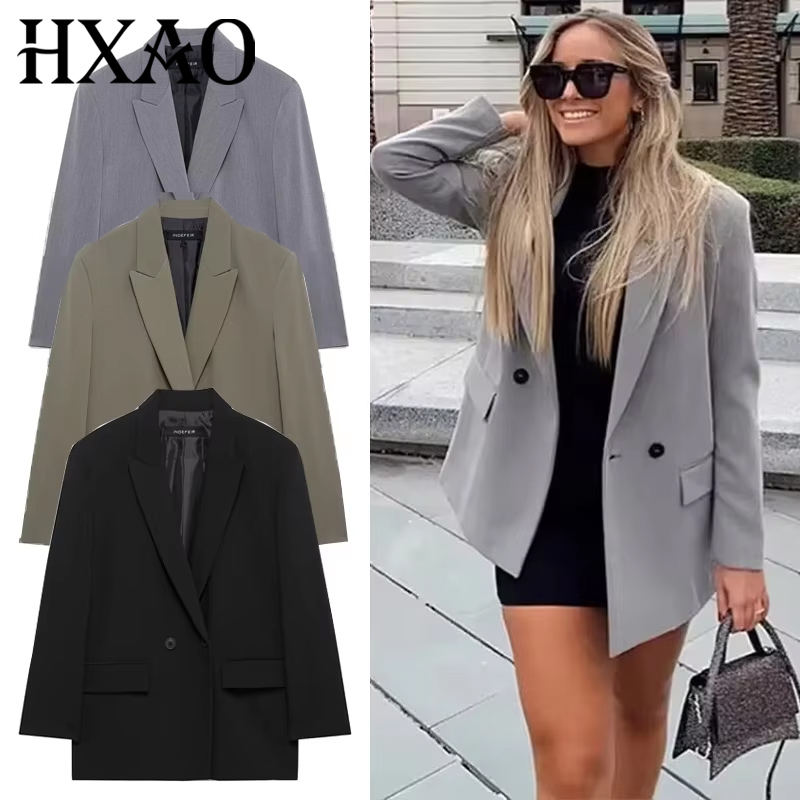Blazer Women Oversized - HXAO Blazers For Women Black Gray