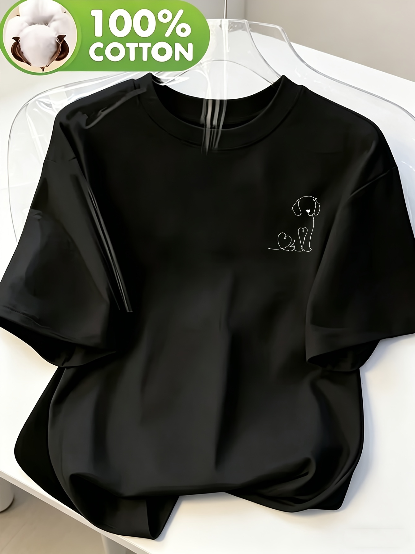Women Fashion Logo Design - Ladies' Heart-shaped Silhouette Dog Logo T-shirt