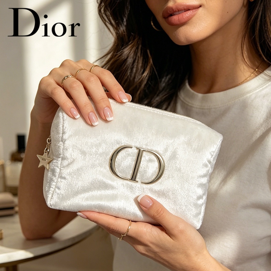 Dior’s Bag White Velvet Travel - Women Fashion Logo Design ulasan dan harga