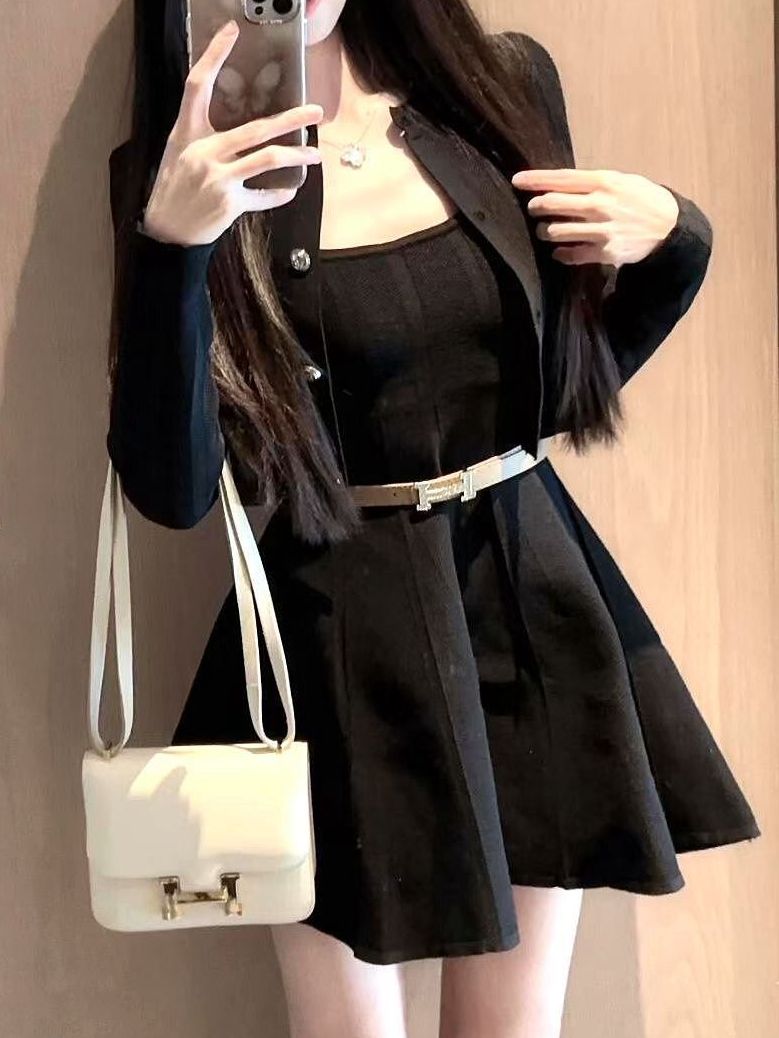  Autumn Winter Knitted Wrap Dr - Belted Shirt Dress ulasan dan harga