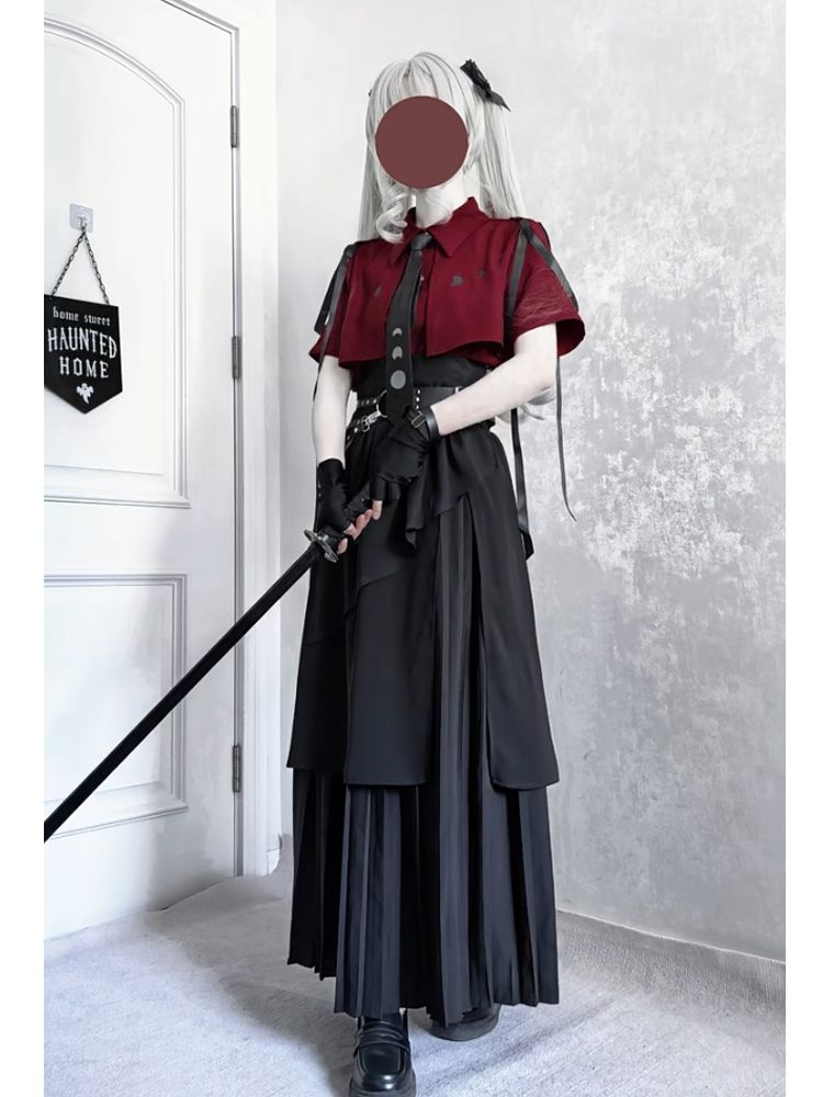 2025 New Gothic Vintage Elegan - Belted Shirt Dress ulasan dan harga