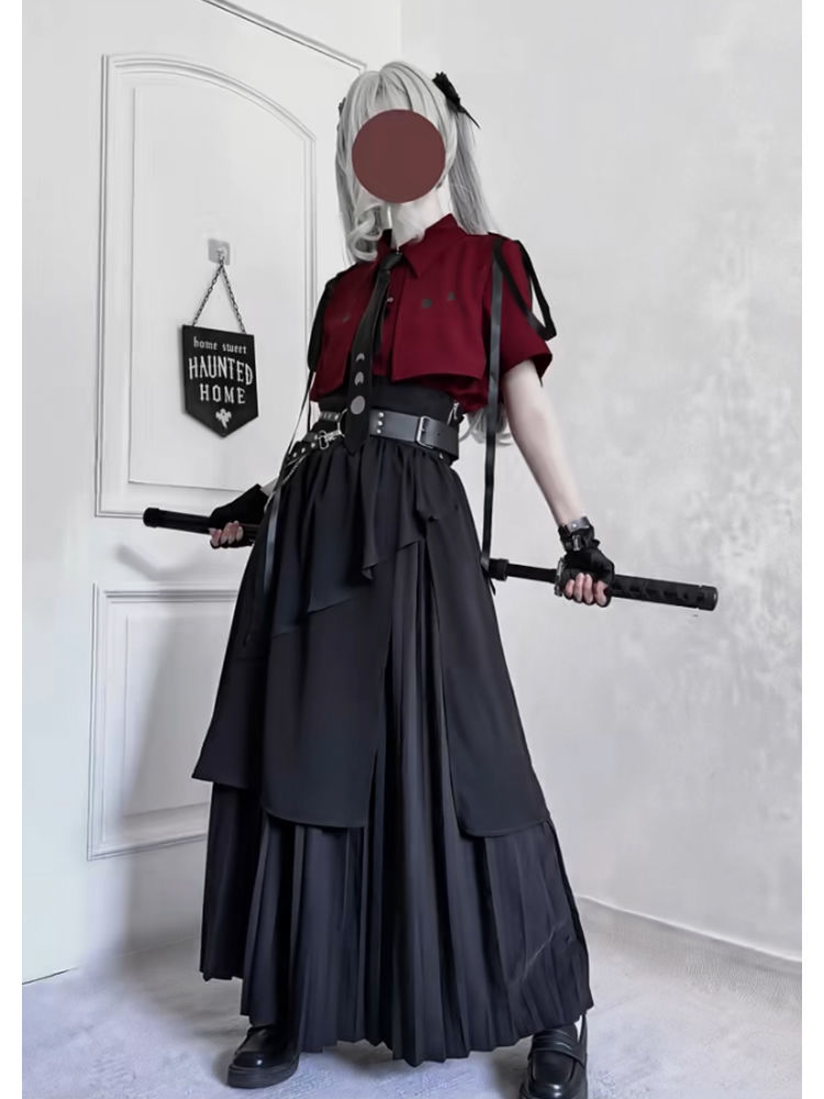 2025 New Gothic Vintage Elegan - Belted Shirt Dress ulasan dan harga