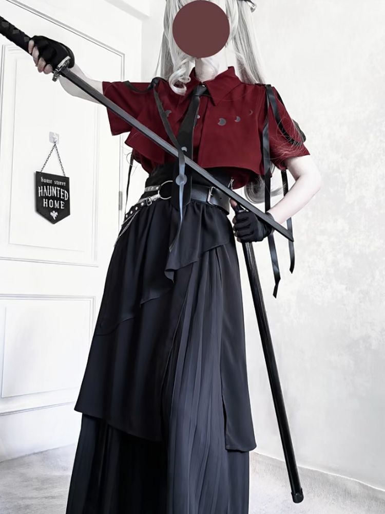 2025 New Gothic Vintage Elegan - Belted Shirt Dress ulasan dan harga