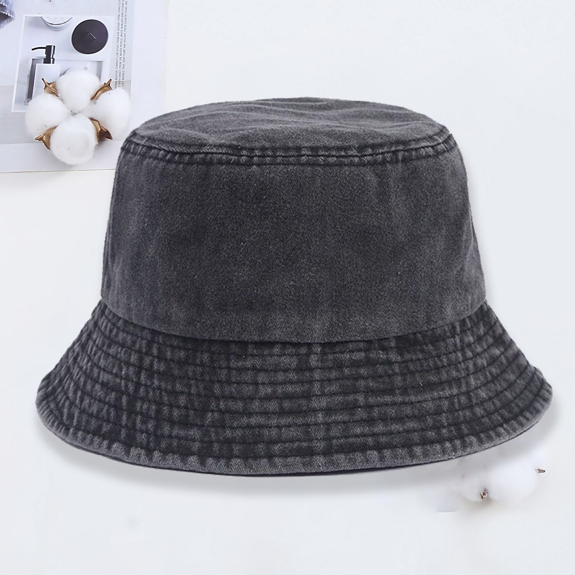 Custom logo Denim Bucket Hat F - Women Fashion Logo Design ulasan dan harga
