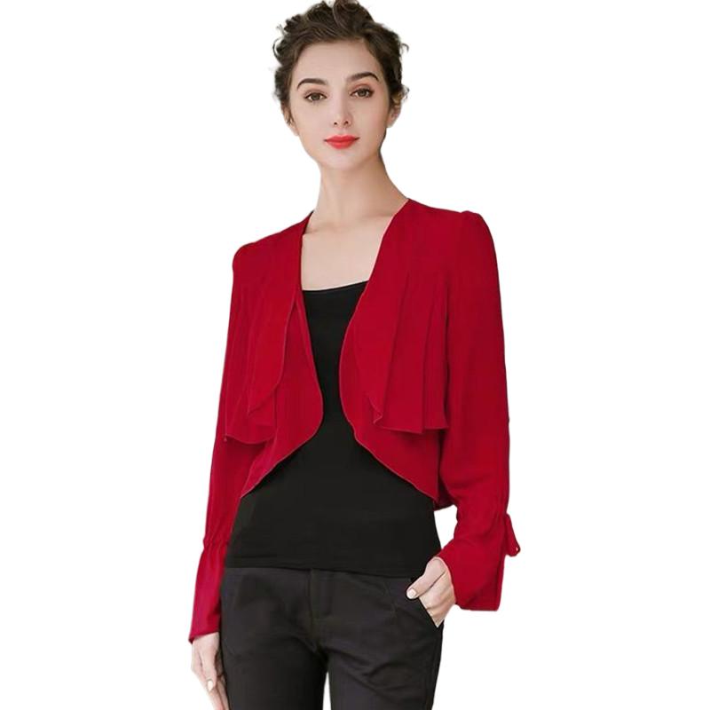 Women Ruffled Sleeve thin chif - Women'S Fashion Kimono ulasan dan harga