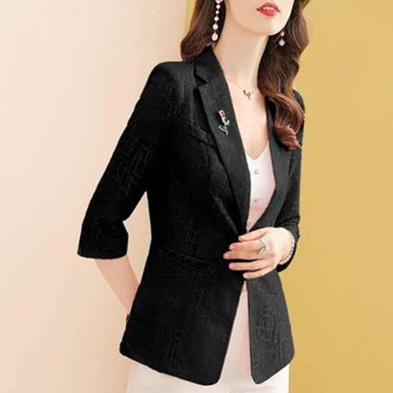 Elegant Solid Color Spliced Po - Blazer Women Oversized ulasan dan harga
