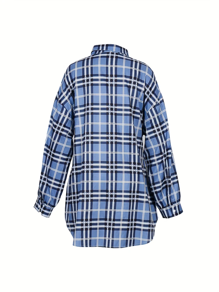 Women Plaid Shirt Dress Elasti - Belted Shirt Dress ulasan dan harga
